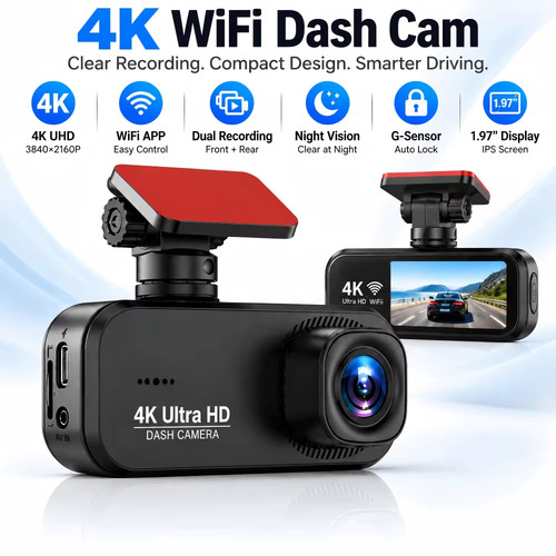 4K WiFi Hidden Dash Cam 24Hour Parking Monitor Auto Recorder
