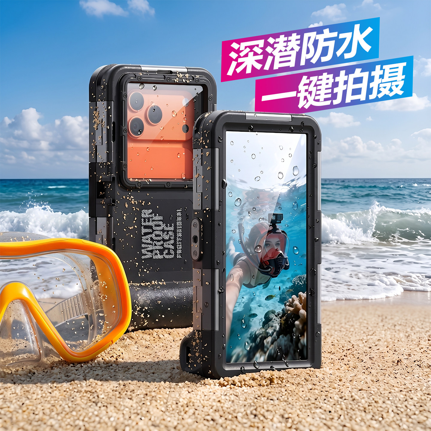 防水手机壳适用iPhone17ProMax游泳潜水拍摄苹果16浮潜保护套15华为P80三星S26小米海底高清拍照录像vivoX300
