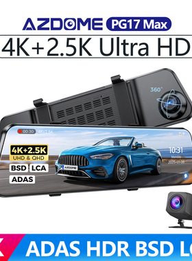 AZDOME PG17 MAX 4K Rearview Dash Cam Mirror ADAS WiFi GPS
