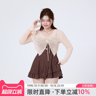 agliondy大码 高级 泳衣女温泉微胖女孩遮肉遮肚胖mm游泳衣2025新款