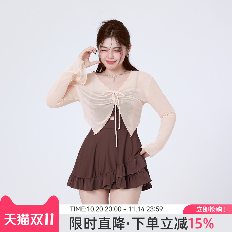 agliondy大码泳衣女温泉微胖女孩遮肉遮肚胖mm游泳衣2025新款高级