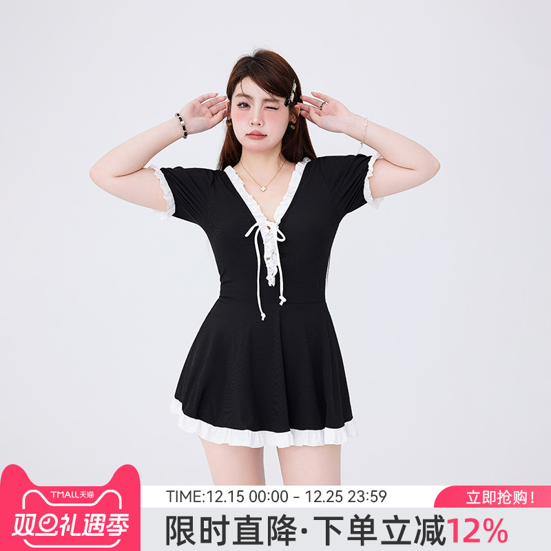 agliondy大码泳衣女泡温泉微胖遮肉2025新款度假显瘦胖mm保守泳装