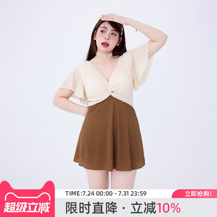 度假微胖女孩遮肉大码 agliondy泳衣女2025新款 胖mm显瘦高级感连体