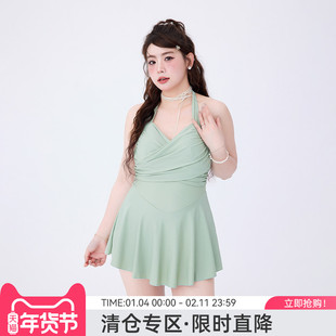 agliondy大码泳衣女泡温泉微胖女孩遮肉显瘦2025新款胖mm连体绝美