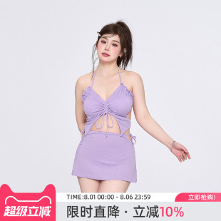 agliondy大码 海边度假比基尼 泳衣女胖mm遮肉分体微胖2025新款 泳装