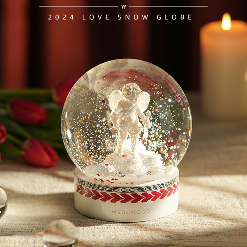 WEDGWOOD威基伍德雪花球/丘比特水晶球小天使飘雪球 情人节礼物