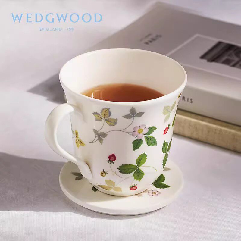 WEDGWOOD欧式骨瓷茶杯水杯带盖