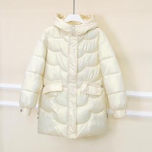 韩版 时尚 新款 棉服女冬季 连帽棉袄女士外套 免洗亮面中长款