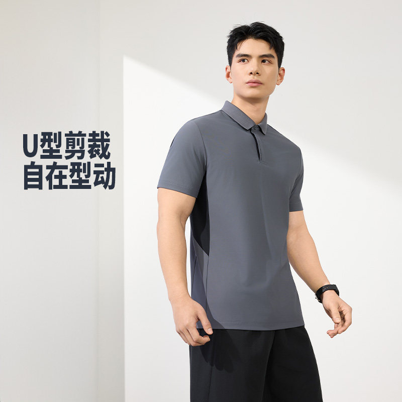 TPOLO衫男冰丝凉感翻领短t男士