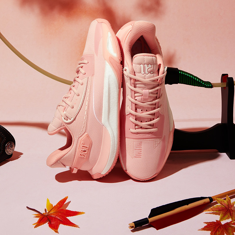 缘启1篮球鞋361男鞋运动鞋2025冬季男实战耐磨训练粉色低帮球鞋