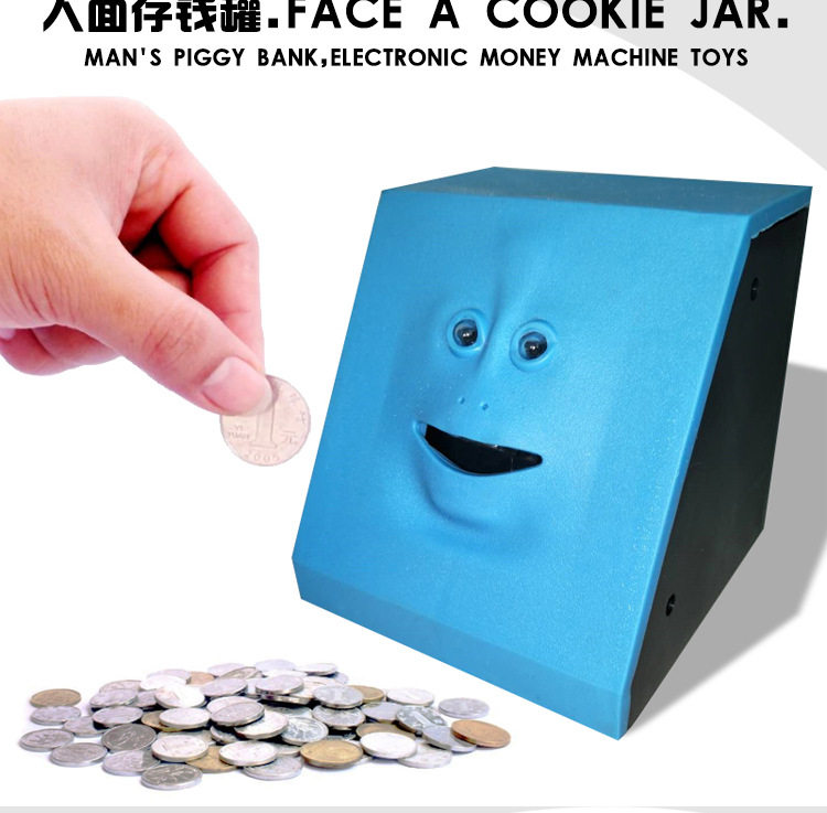 趣味会吃钱的人脸钱罐儿童生日礼物可爱人面吃钱储蓄罐face bank