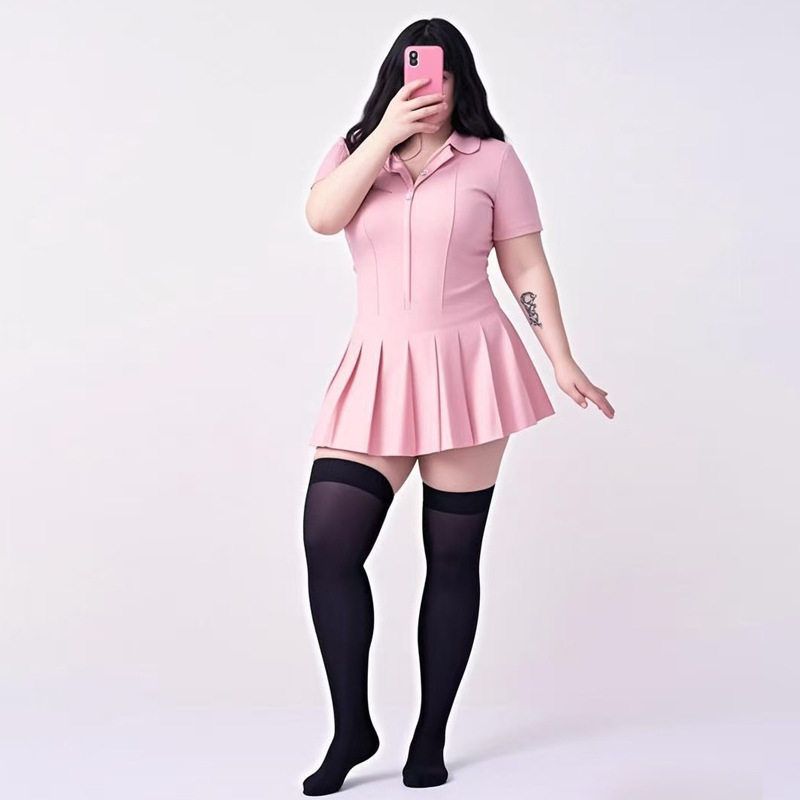 大码春秋季天鹅绒高筒长筒袜女过膝大腿丝袜子jk半截黑色