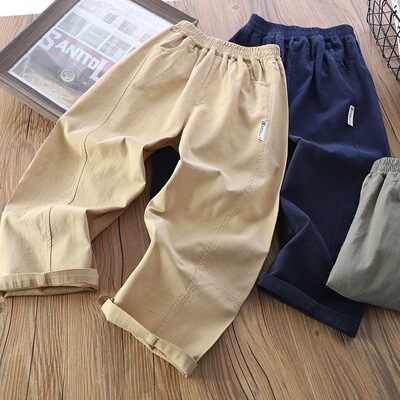 儿童轻薄棉麻休闲工装裤子夏季