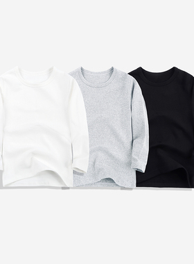 儿童长袖T恤春秋装2021新款男童白色纯棉长袖打底衫中大童长袖T恤