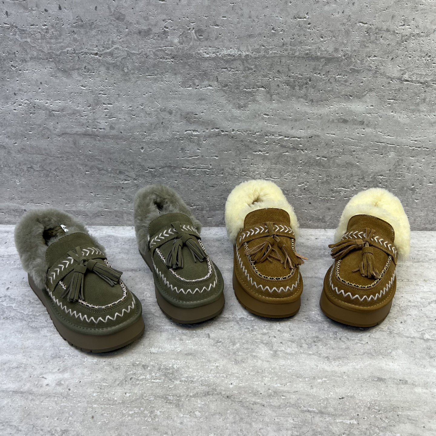 真皮牛反绒一脚蹬加绒保暖棉鞋女