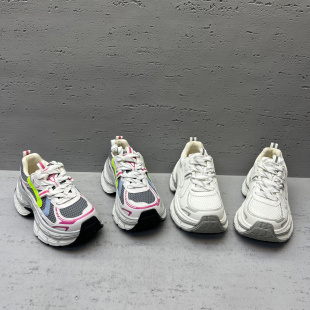 老爹鞋 欧洲站女鞋 欧货真皮松糕底系带拼色休闲运动鞋 新款 2026春季