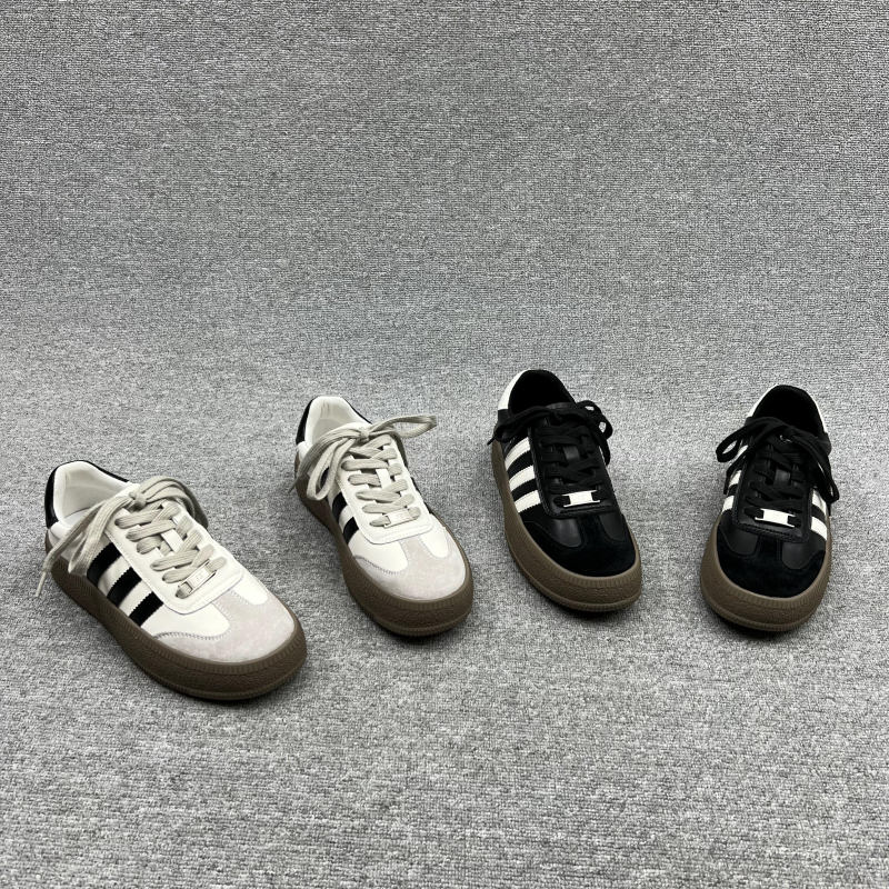 系带德训鞋拼色韩版低帮休闲鞋女