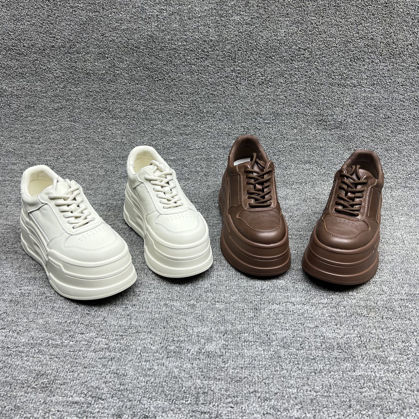 真皮系带厚底松糕鞋增高休闲鞋女