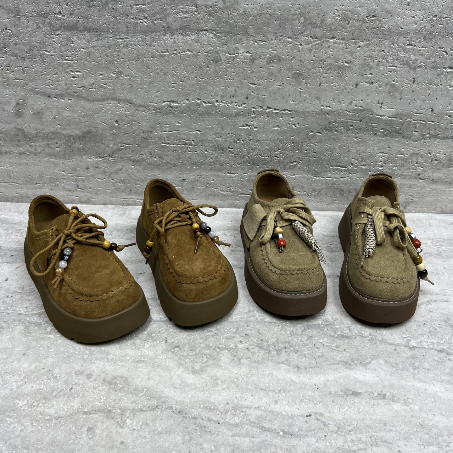 带磨砂皮串珠复古勃肯鞋单鞋女