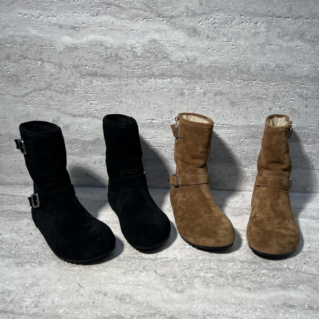 欧洲站2025冬新款欧货真皮女靴平底牛反绒搭扣羊毛加绒保暖雪地靴,女鞋,时尚雪地靴,淘宝优惠券,粉丝福利购,淘宝优惠卷