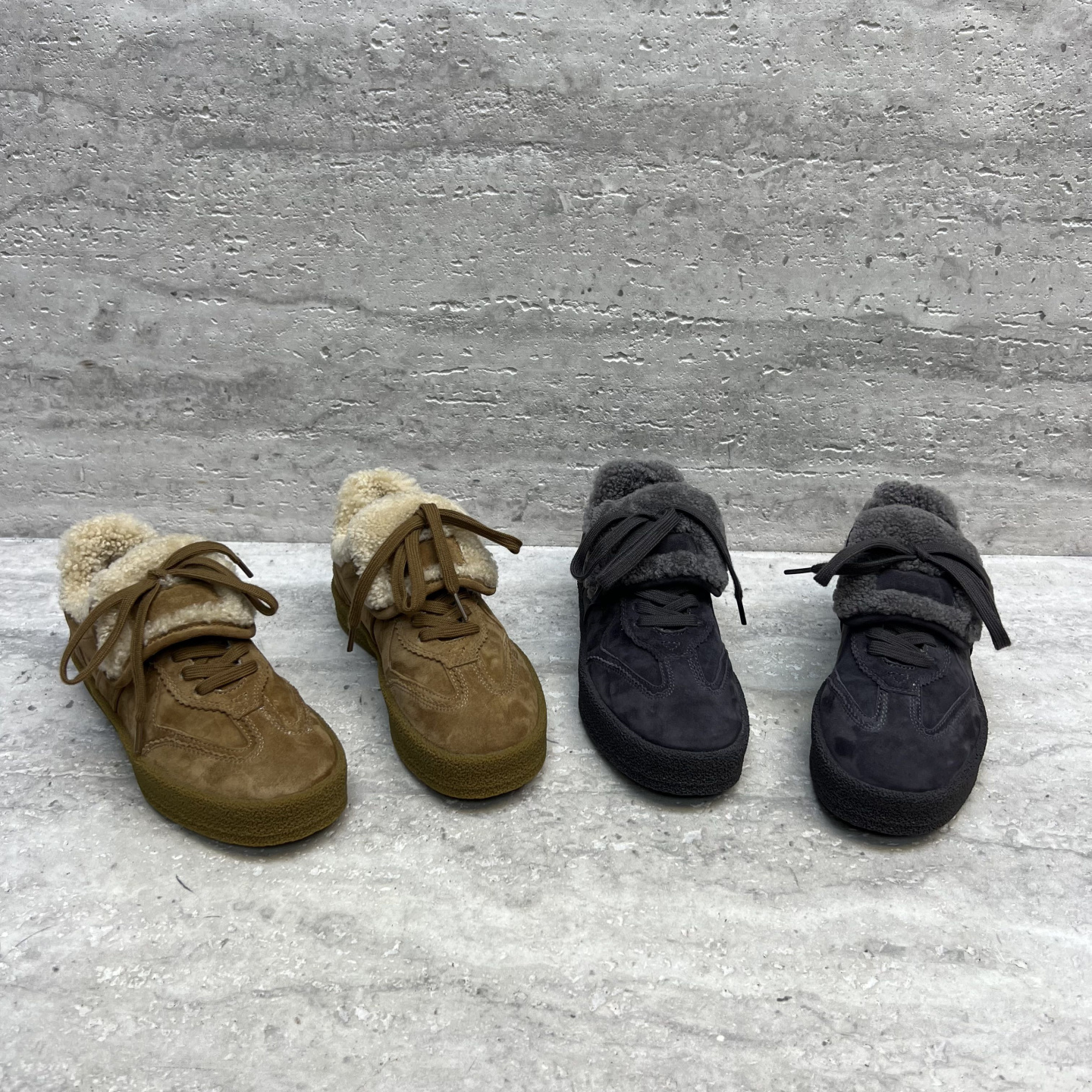 羊猄皮系带加绒保暖休闲板鞋棉鞋