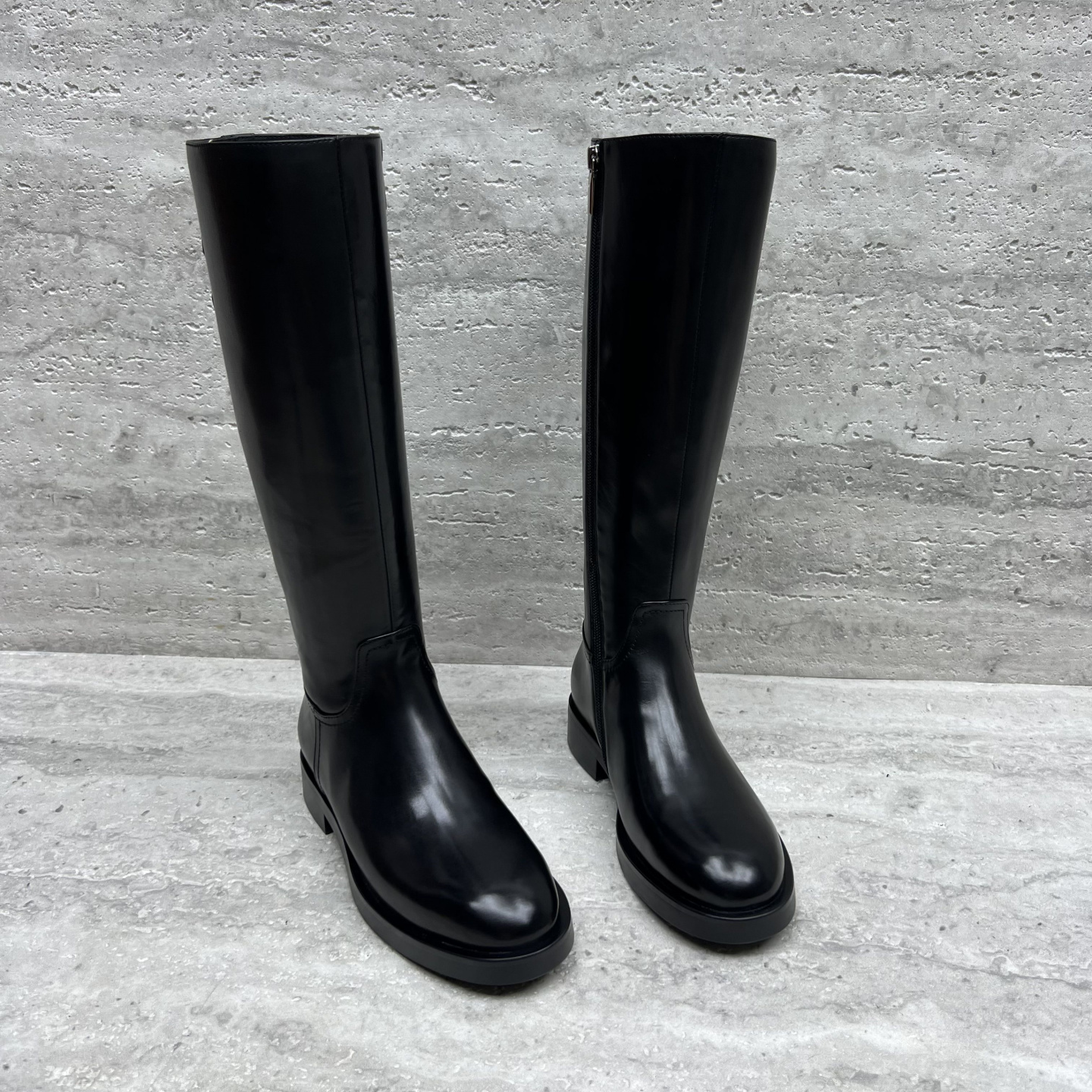 真皮侧拉链胎牛皮高筒长靴骑士靴