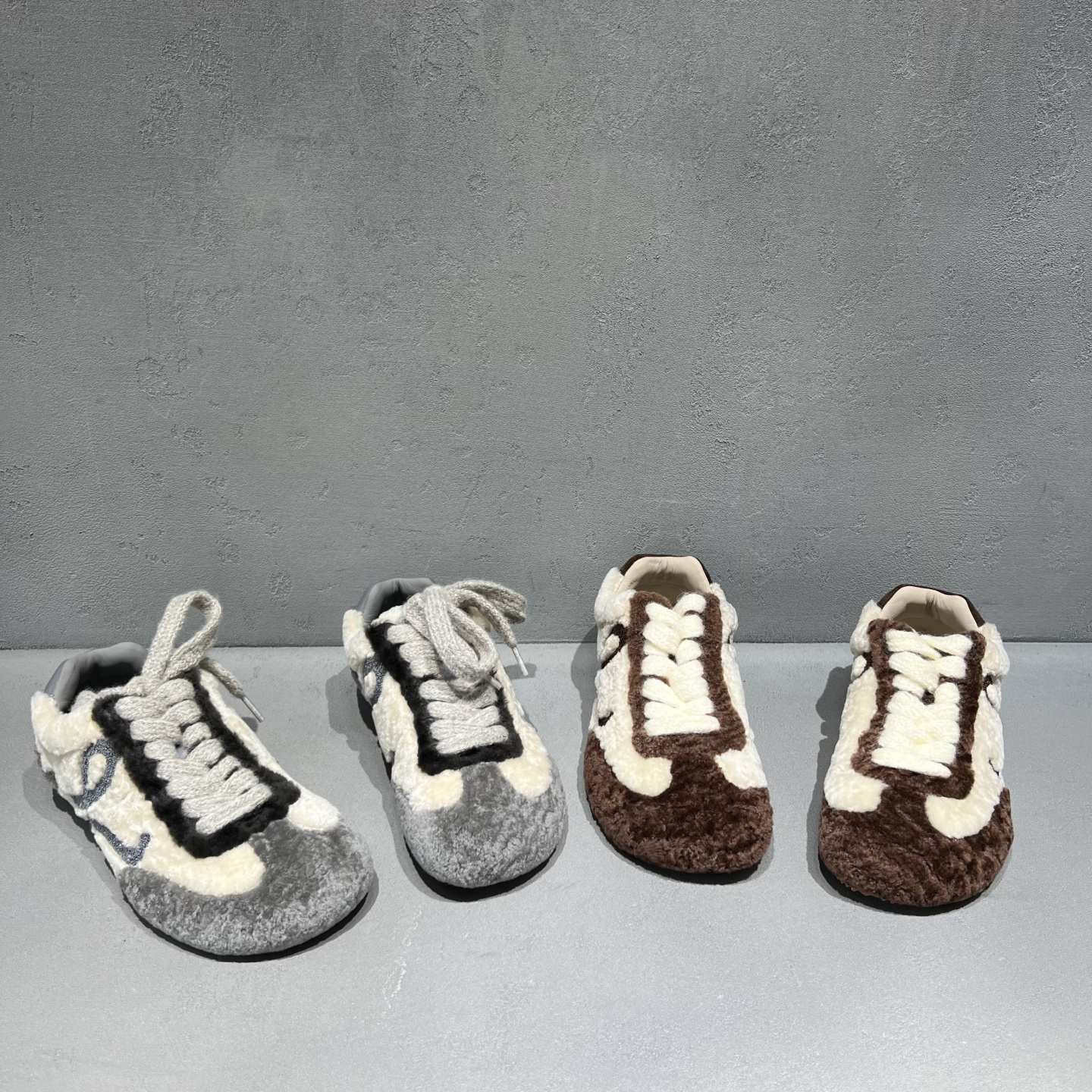 羊羔毛平底系带加绒保暖德训鞋女