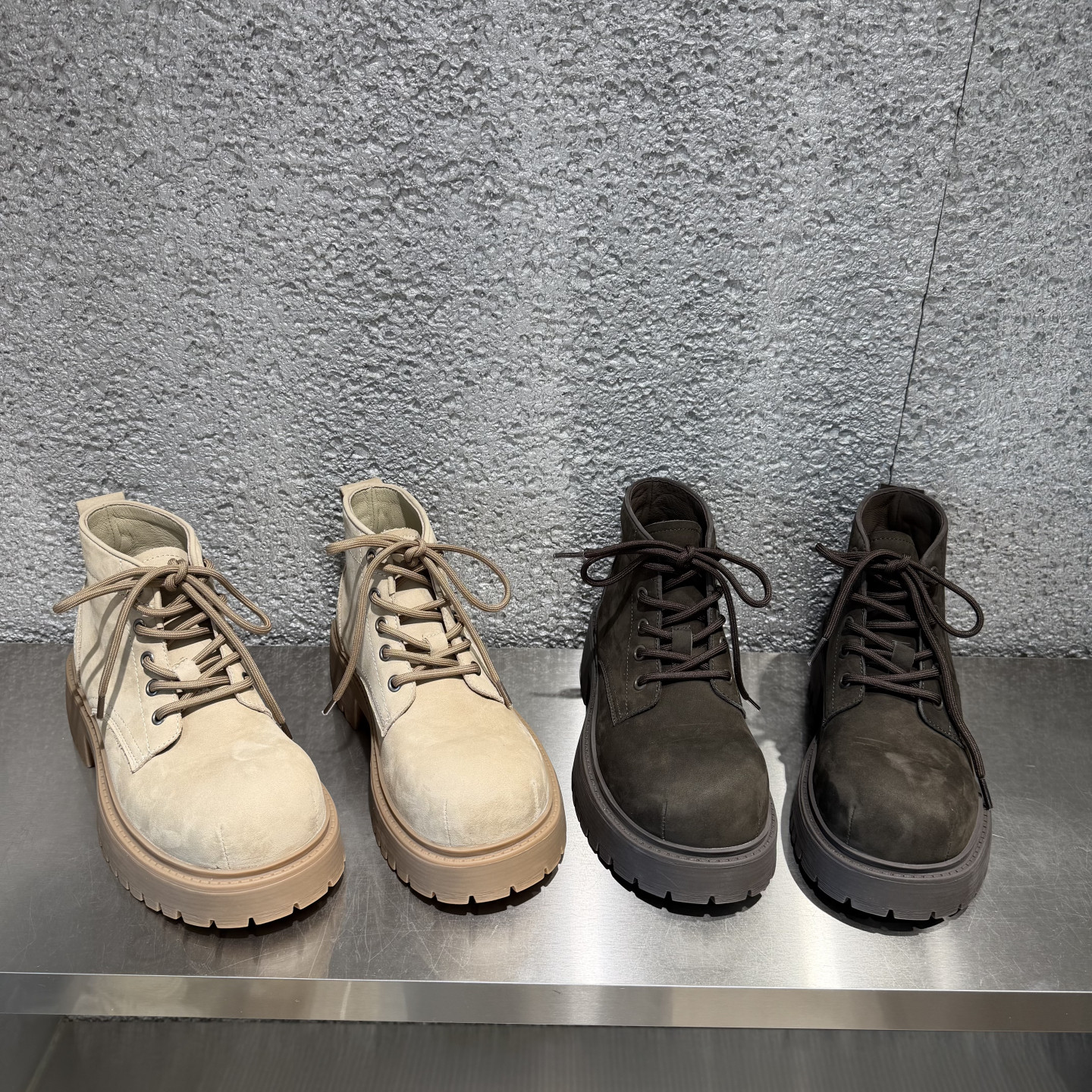 欧洲站秋冬真皮厚底系带马丁靴