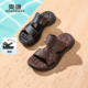 新款 2026夏季 凉鞋 真皮防滑外穿拖鞋 奥康 两穿软底爸爸沙滩鞋 男鞋