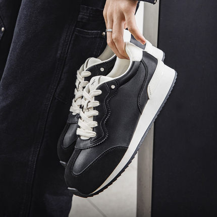 MRA面包阿甘鞋男鞋2025新款黑色通勤德训鞋宽楦运动休闲慢跑鞋冬