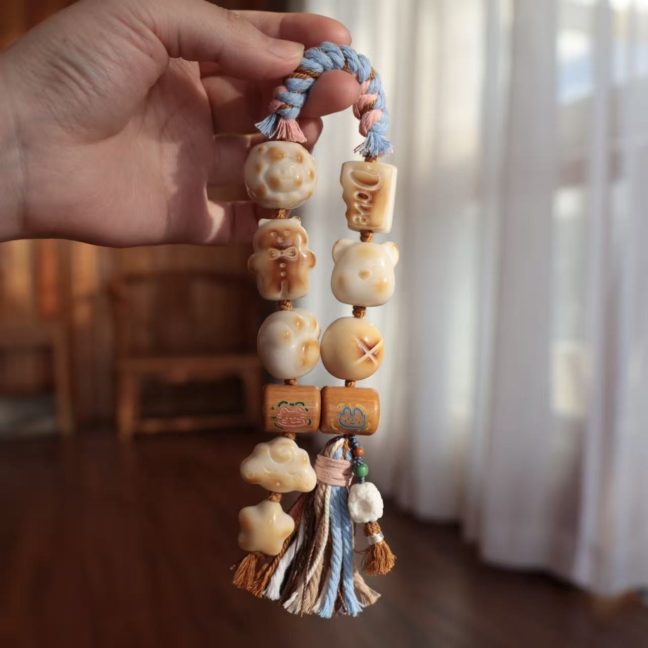 天然象牙果小熊面包小羊姜饼人猫爪 云朵星星芭比檀彩绘二饼