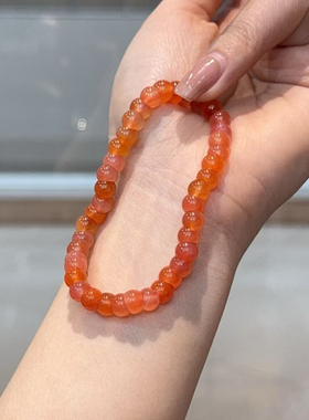 天然盐源玛瑙粉糯大肠单圈手链水晶手串饰品DIY原创大肠手串