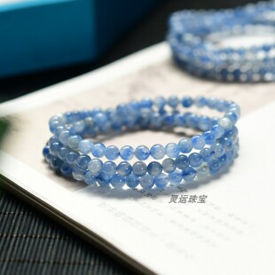 天然油画蓝晶石三圈手链多圈女款 5mm 水晶饰品