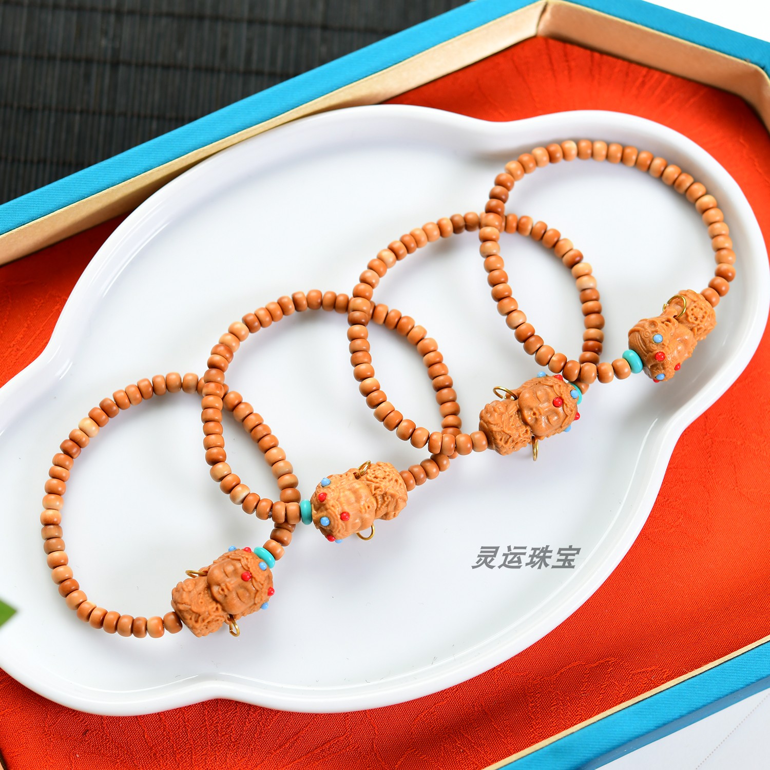 天然橄榄核小老型珠单圈手串手链 搭配老山檀度母 约4.8mm