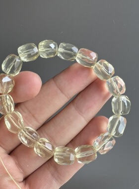 天然全净体柠檬黄水晶随形切面单圈手链 手串简约百搭饰品