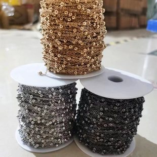 4mm夹珠链子流苏链条diy古风头饰材料发簪链子手工配件隔珠锁骨链