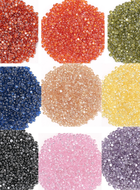 3A彩色白色小圆形尖底锆石裸石碎钻美甲微钻1-1.8mm人造宝石皓石