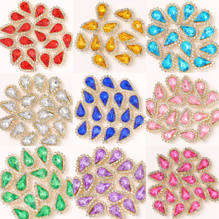 双层花尖水滴混色双层太阳花心钻手缝钻水滴钻平底钻手工diy材料