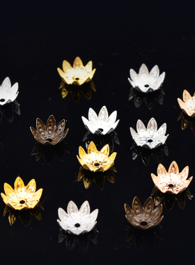 100个穿珠步摇发簪 10mm荷叶花托花帽花片金属片cos手工diy材料