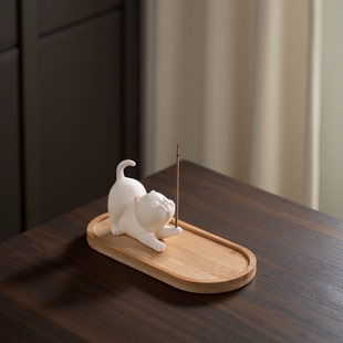 创意陶瓷小猫线香底座家用室内线香托插香器檀香沉香托可爱线香插