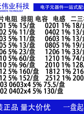 贴片电阻电容04020603 0805 1206 12101812 2010 2512 5% 1% 0.1%