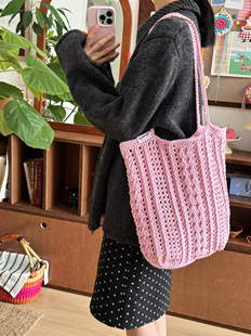 送视频教程*春日序曲2mm空心棉华夫格镂空单肩包DIY编织材料包