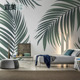 北欧绿植客餐厅墙布卧室背景墙纸小清新树叶壁纸民宿无缝壁布壁画
