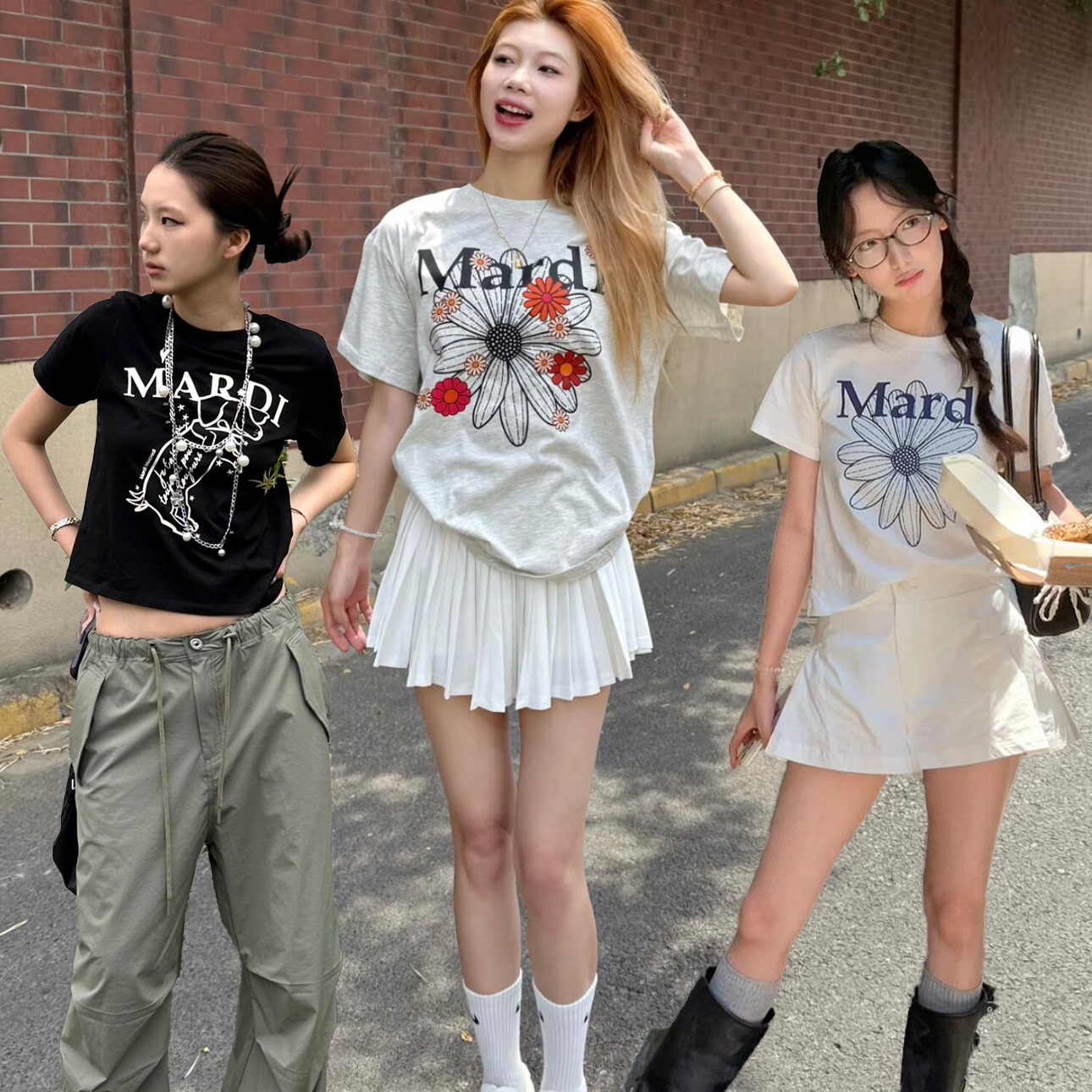 韩国代购MardiMercredi小雏菊短袖T恤女圆领宽松上衣韩系夏季新款