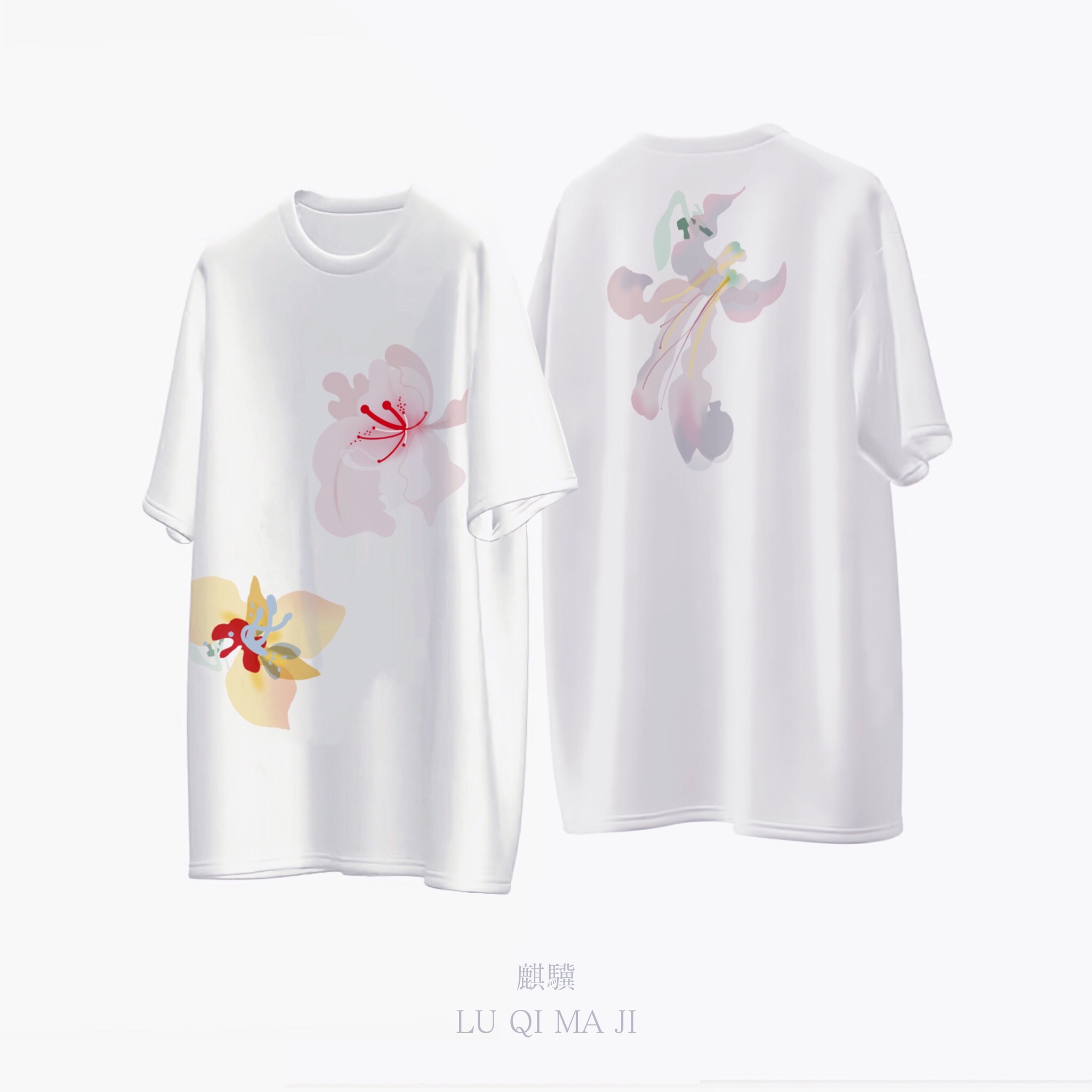 复古未来风花朵T恤XKIRINX