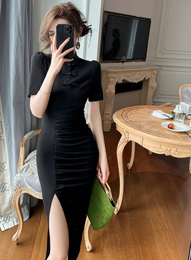 2025夏季新款新中式改良旗袍裙复古气质国风修身显瘦连衣裙30155