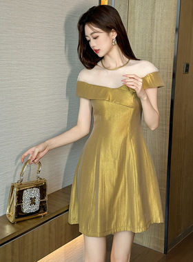设计感连衣裙女夏2026新款女装季纯色收腰气质短裙a字裙子21294