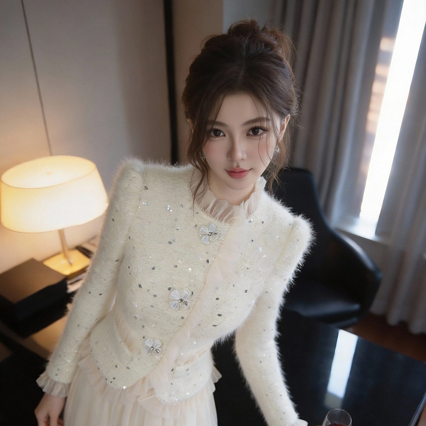 2026春装新款女装甜美气质拼接修身显瘦仙女气质网纱连衣裙45487