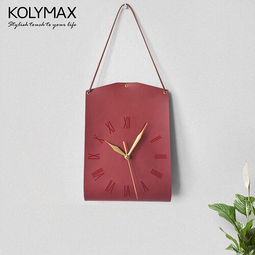 创意挂钟手提袋时钟ins风复古皮革个性钟表静音装饰钟艺术设计钟