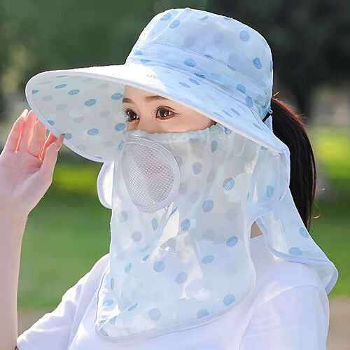 采茶防晒帽子摘茶叶下地干农活劳保工作春夏季遮阳遮脸护颈遮阳帽